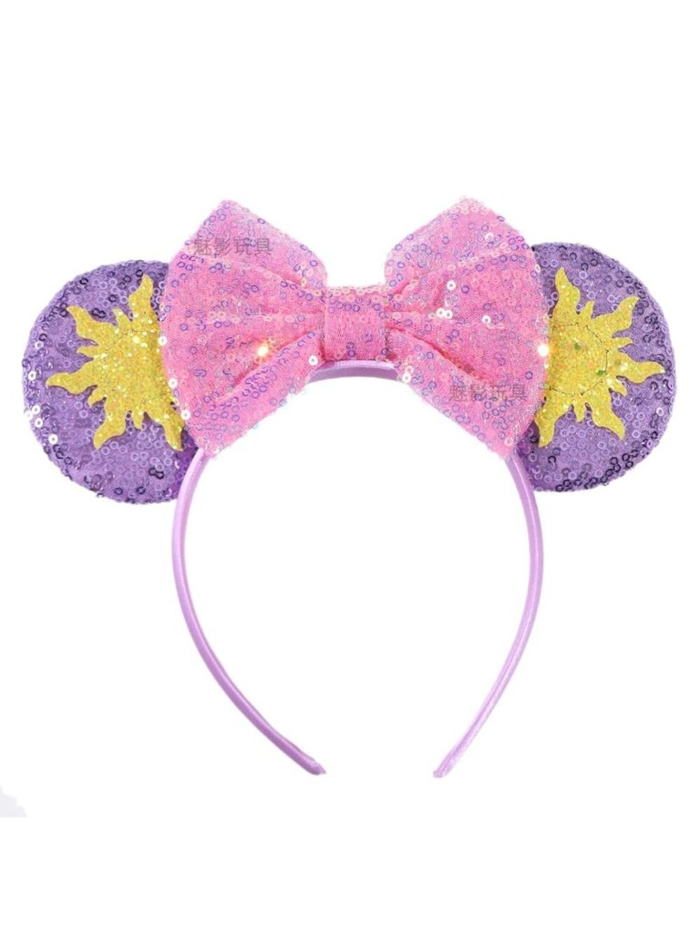 Women Purple-sun plastic Anti-Slip Sequin Mickey Mouse Headband